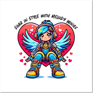 Heart wings Gamer Angel - Vibrant Anime Style Posters and Art